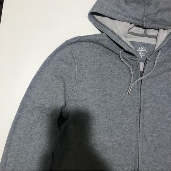 IZOD Hoodie Mens Medium Grey Lightweight Saltwater Relaxed Classics - Picture 7 of 12